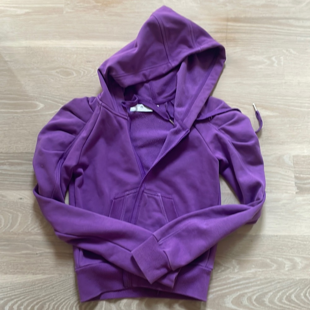 Stella Mccartney purple zip up hoodie with puffy sleeves